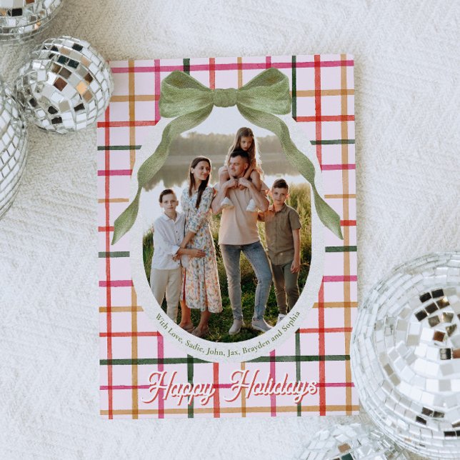 Cartão De Festividades Festive Bow Photo Christmas Cards (Criador carregado)