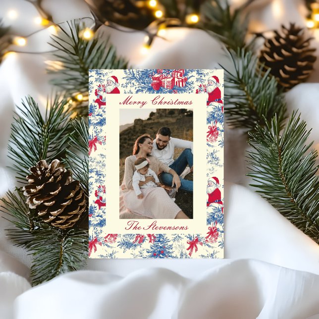Cartão De Festividades Festive Chinoiserie Toile De Jouy Photo Christmas (Criador carregado)