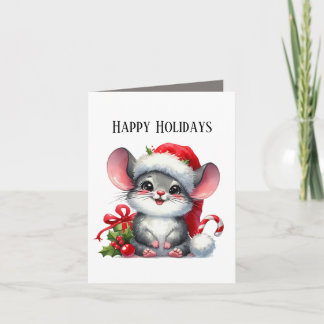 Cartão De Festividades Festive Christmas mouse add message 