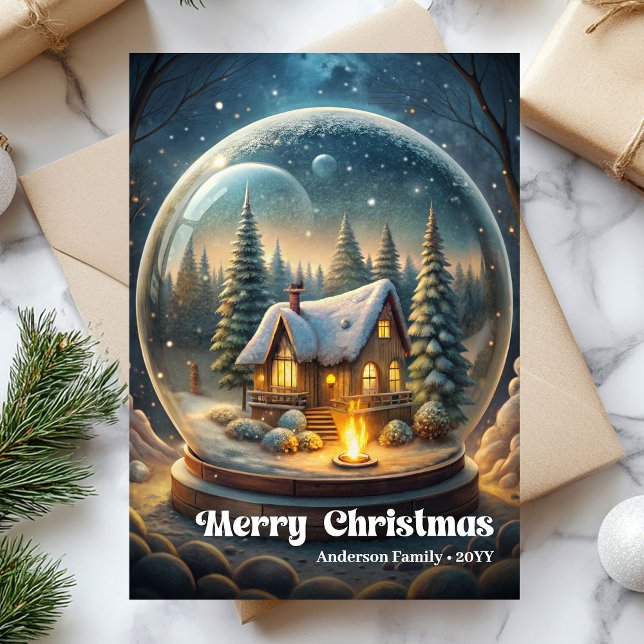 Cartão De Festividades Festive Christmas scene rustic traditional wreath (Festive Christmas scene rustic traditional wreath Holiday Card)