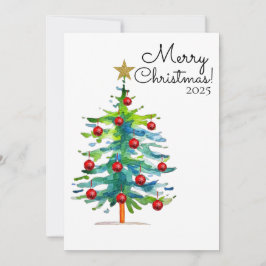 Cartão De Festividades Festive Christmas Tree With Red Ornaments