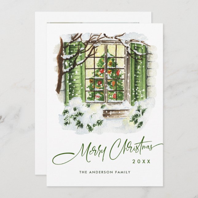 Cartão De Festividades Festive Country House Christmas Greeting Photo (Frente/Verso)