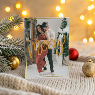 Cartão De Festividades Festive Couple Christmas  - Modern Framed Merry