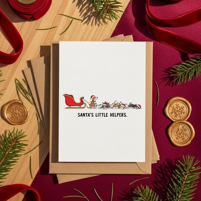 Cartão De Festividades Festive Dog Sleigh Christmas Card For Dog Lovers (Criador carregado)