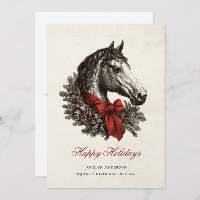 Cartão De Festividades Festive Equestrian Business Corporate Christmas (Frente/Verso)