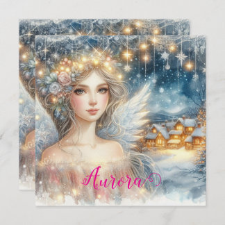 Cartão De Festividades Festive Gold Watercolor Ethereal Frost Snow Angel