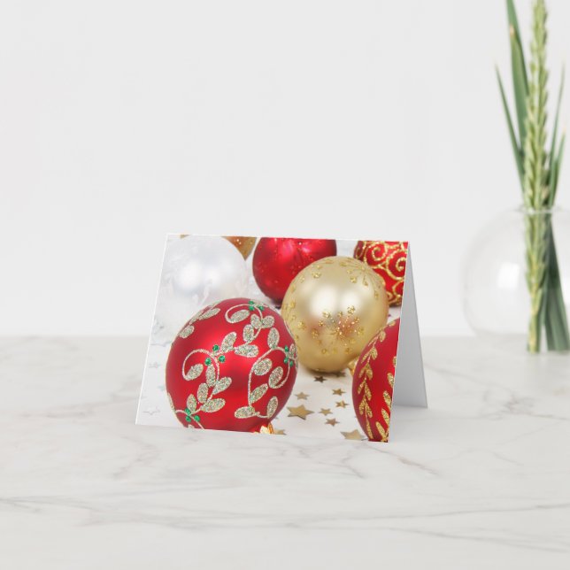 Cartão De Festividades Festive Holiday Christmas Ornaments Background (Frente)