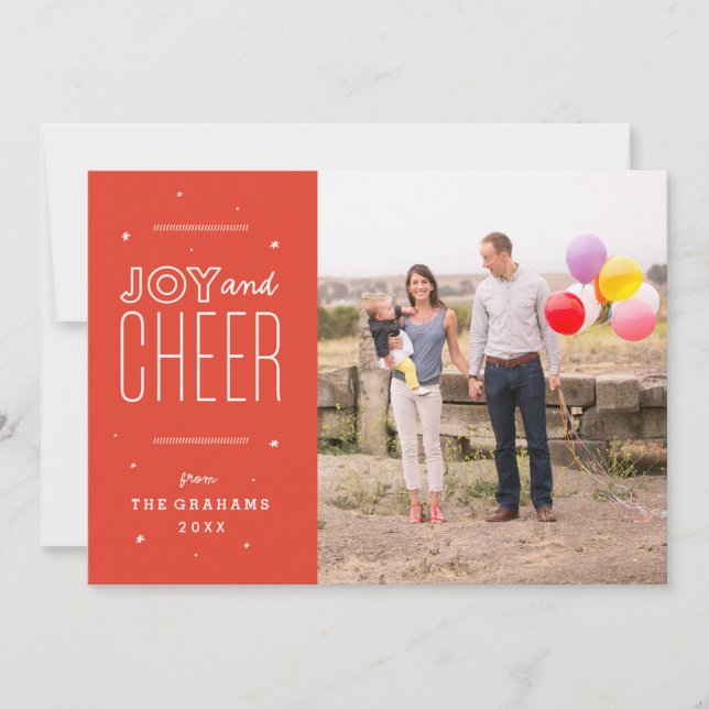 Cartão De Festividades Festive Joy and Cheer Holiday Photo Card (Frente)