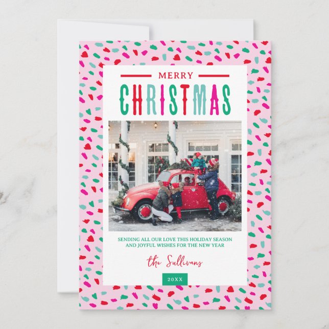 Cartão De Festividades Festive Merry Christmas 4 Photo (Frente)