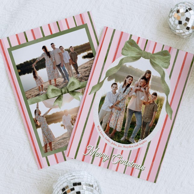 Cartão De Festividades Festive Merry Christmas Family Photo Holiday Card (Criador carregado)