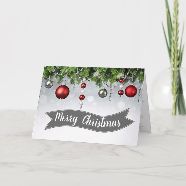 Cartão De Festividades Festive Ornament Christmas Card (Frente)