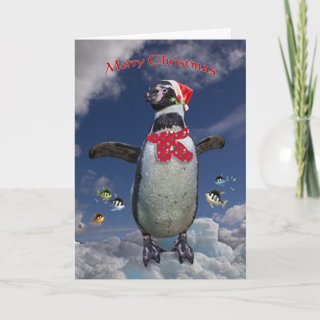 Cartão De Festividades Festive Penguin Christmas Card (Frente)