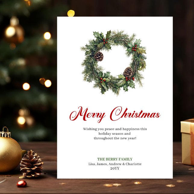 Cartão De Festividades Festive Pine Wreath Christmas Greeting Digital  (Festive Pine Wreath Christmas Greeting Digital Card)