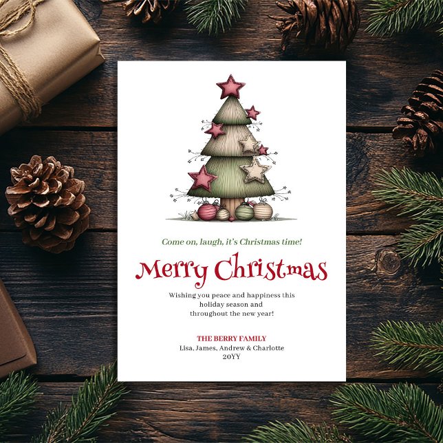 Cartão De Festividades Festive quirky tree greeting card printable (Festive quirky tree greeting card printable

)