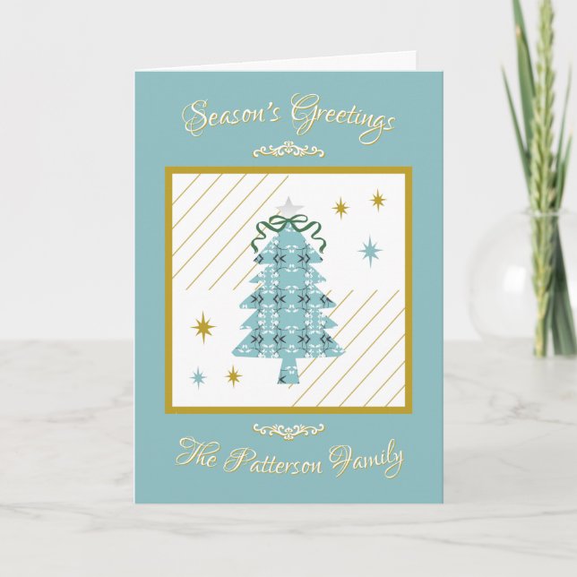 Cartão De Festividades Festive Royal Botanical Robin's Egg Blue Tree (Frente)