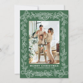 Cartão De Festividades Festive Sage Green Christmas Bow Ribbon 2 Photo