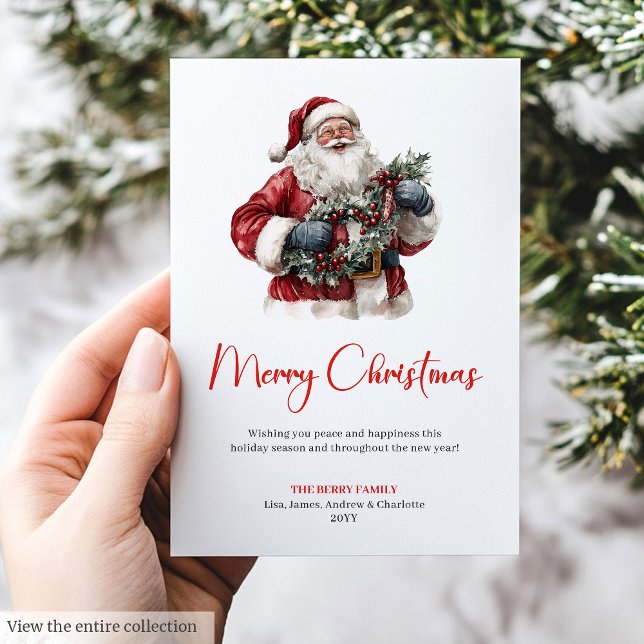 Cartão De Festividades Festive Santa Claus Traditional Merry Christmas  (Festive Santa Claus Traditional Merry Christmas Card)