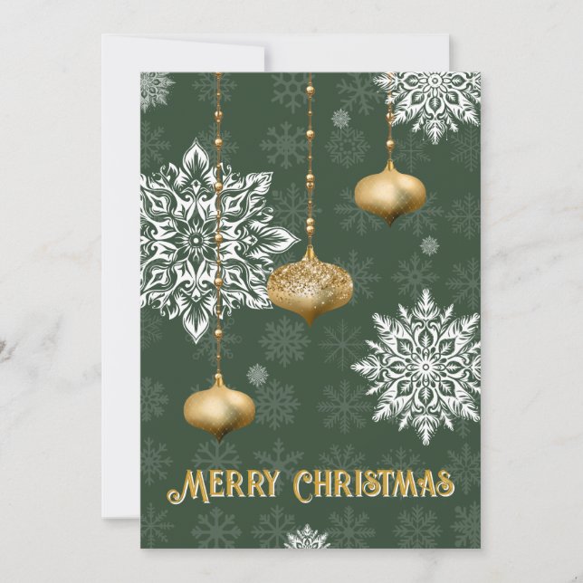 Cartão De Festividades Festive Snowflake and Ornament Christmas Card (Frente)