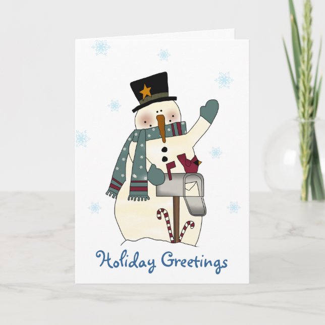 Cartão De Festividades Festive Snowman Christmas Card (Frente)