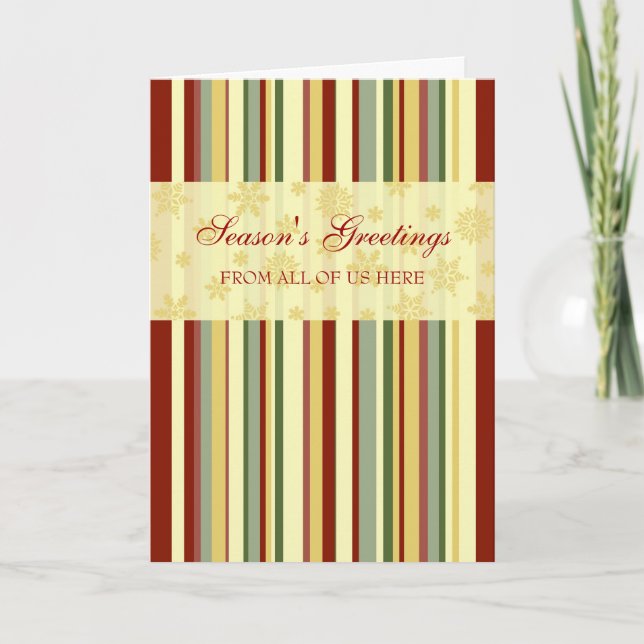 Cartão De Festividades Festive Stripes Customers Season's Greetings Card (Frente)