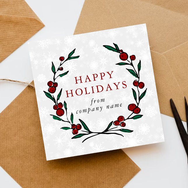 Cartão De Festividades Festive Wreath Merry Christmas Happy (Criador carregado)