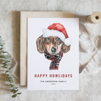 Festivo Aquarela Papais noeis Dachshund Felizes Há