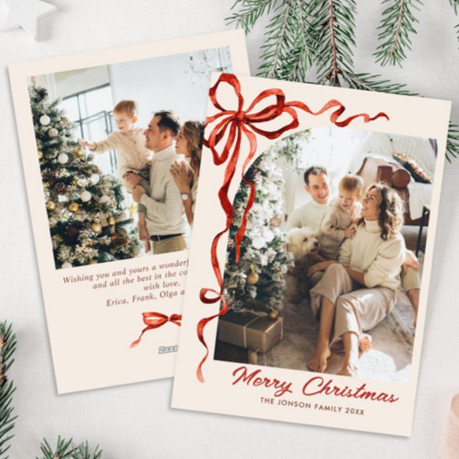 Cartão De Festividades Festivo Boho Natal Friso Arco Vermelho Friso 2 Fot (Criador carregado)