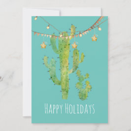 Cartão De Festividades Festivo Cactus Watercolor Holiday Card
