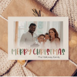Cartão De Festividades Festivo Casual Colorida Foto Desbotada no Natal<br><div class="desc">Este cartão de Natal festivo e colorido, desbotado, é perfeito para o seu Natal divertido, criativo e brilhante. É uma fonte única, divertida e moderna em vermelho, boho bronzeado, e verde claro e escuro, que faz um feliz sentimento sazonal. Se você está querendo iluminar o inverno escuro de seus entes...</div>