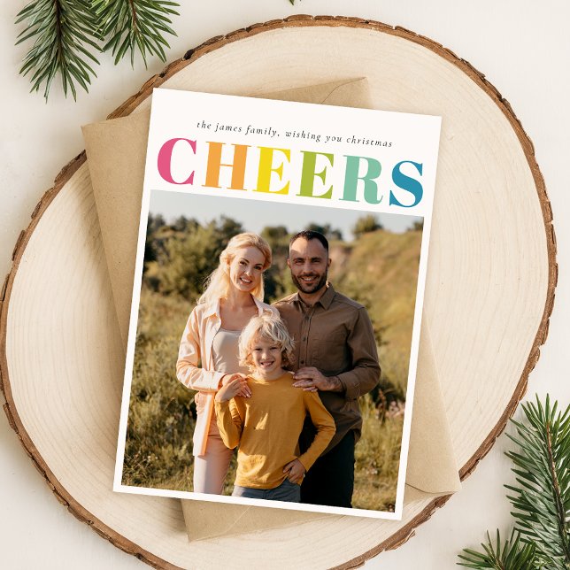 Cartão De Festividades Festivo Colorido Feliz Natal Quatro Foto (Criador carregado)