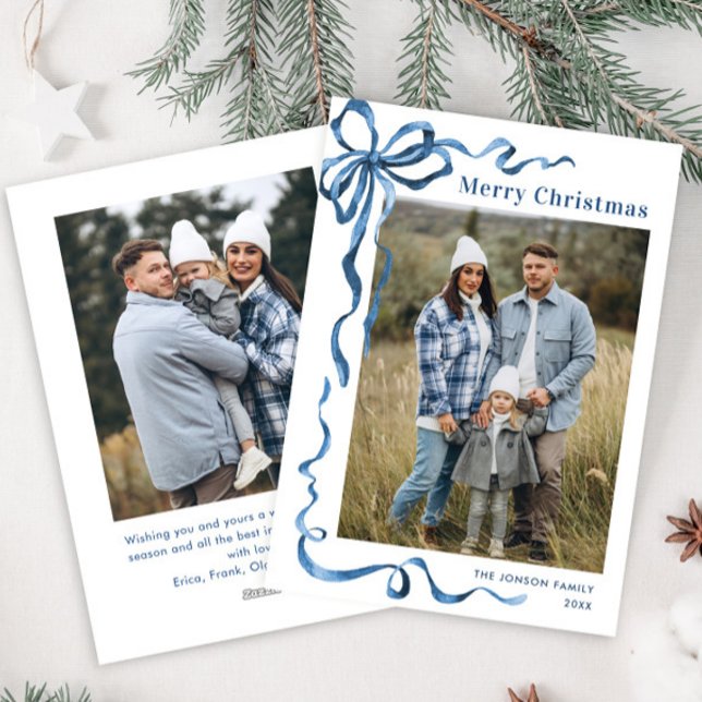 Cartão De Festividades Festivo Dusty Arco Azul Fita 2 Foto (Criador carregado)