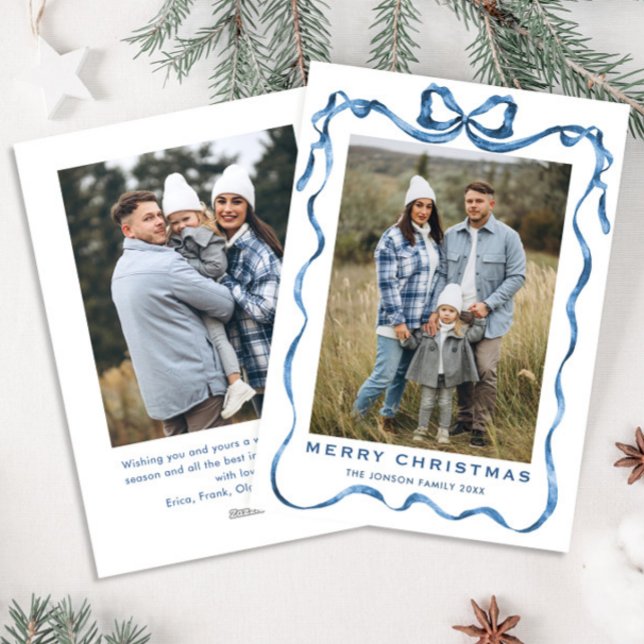 Cartão De Festividades Festivo Dusty Arco Azul Fita 2 Foto (Criador carregado)