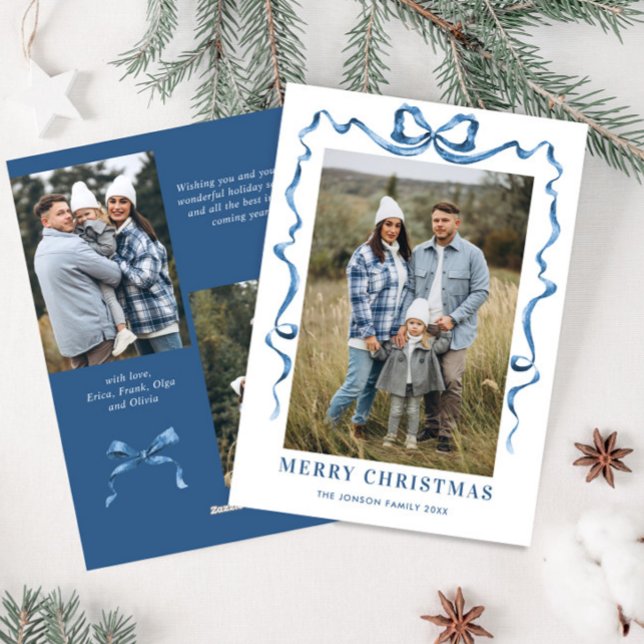 Cartão De Festividades Festivo Dusty Arco Azul Fita 3 Foto (Criador carregado)