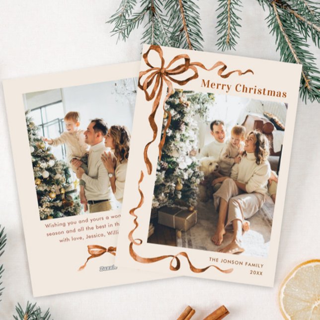 Cartão De Festividades Festivo Feliz Natal Arco Fita 2 Foto (Criador carregado)