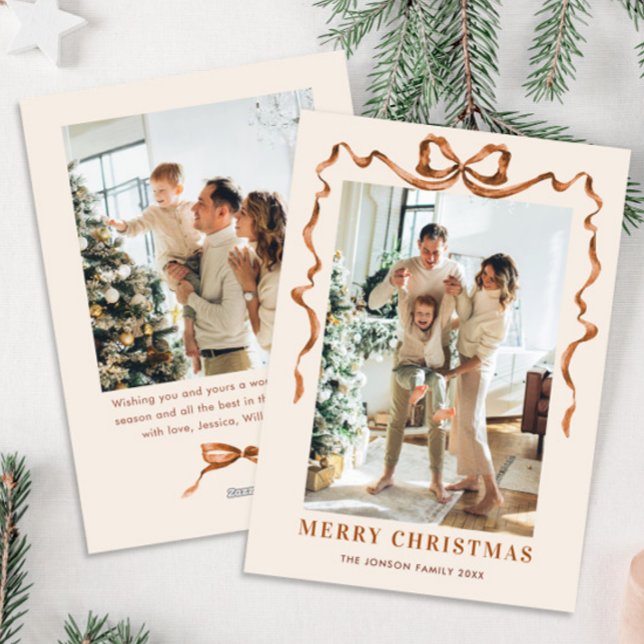 Cartão De Festividades Festivo Feliz Natal Arco Fita 2 Foto (Criador carregado)