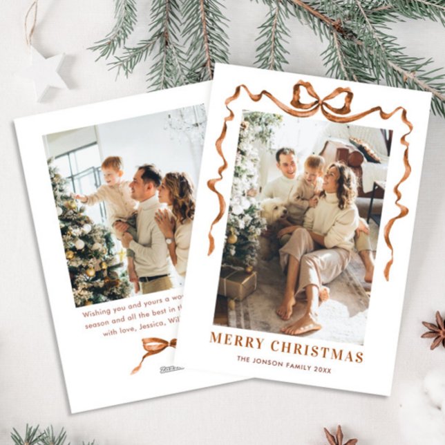 Cartão De Festividades Festivo Feliz Natal Arco Fita 2 Foto (Criador carregado)