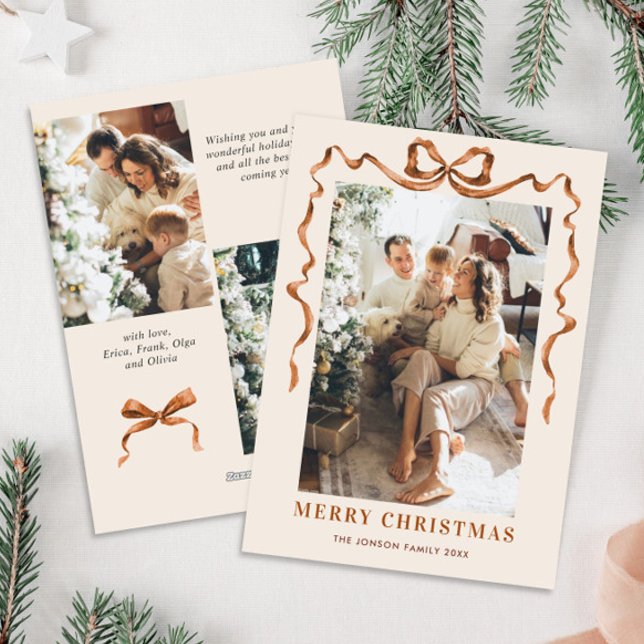 Cartão De Festividades Festivo Feliz Natal Arco Fita 3 Foto (Criador carregado)