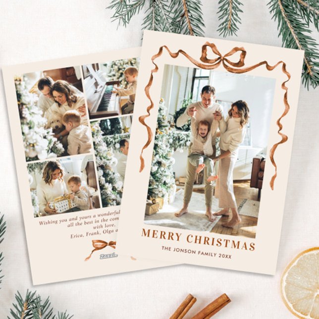 Cartão De Festividades Festivo Feliz Natal Fita Arco Fita 5 Foto (Criador carregado)