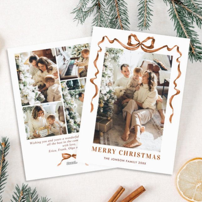 Cartão De Festividades Festivo Feliz Natal Fita Arco Fita 5 Foto (Criador carregado)