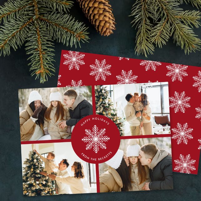 Cartão De Festividades Festivo Floco de Neve Natal 4 Foto (Criador carregado)