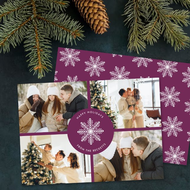 Cartão De Festividades Festivo Floco de Neve Natal 4 Foto (Criador carregado)