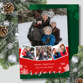 Cartão De Festividades Festivo Flocos de Neve Moderno REJOICE Natal