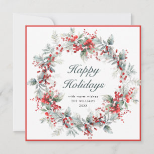 Cartão De Festividades Festivo Holly Berry Christmas Wreath Boho