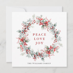 Cartão De Festividades Festivo Holly Berry Christmas Wreath Modern