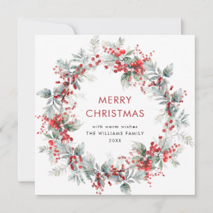 Cartão De Festividades Festivo Holly Berry Christmas Wreath Rustic