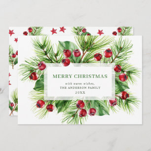 Cartão De Festividades Festivo Holly Berry Saudação de Natal