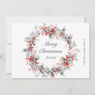 Cartão De Festividades Festivo Holly Berry Wreath de Natal