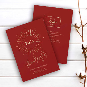Cartão De Festividades Festivo Moderno Dourado Anos novos Sunburst Negóci