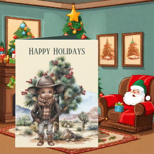 Cartão De Festividades Festivo Natal Ocidental Cowboy adiciona texto