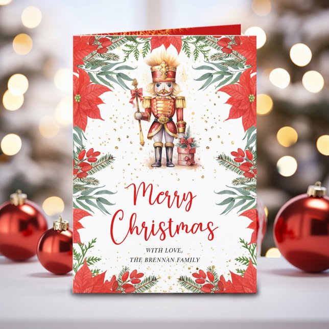 Cartão De Festividades Festivo Nutcracker Botânico Foto de Natal (Festive Nutcracker Botanical Photo Christmas Holiday Card)